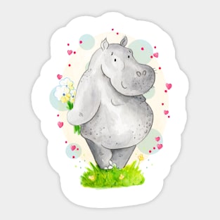 Hippo Love Sticker